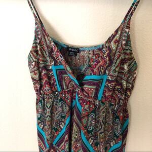 Jewel Tone Scarf Print Maxi Dress Medium